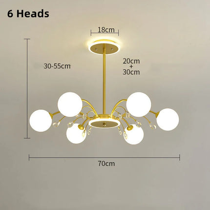 Lustre moderne en verre avec cristaux lumineux pour éclairage élégant — LZ4X9P