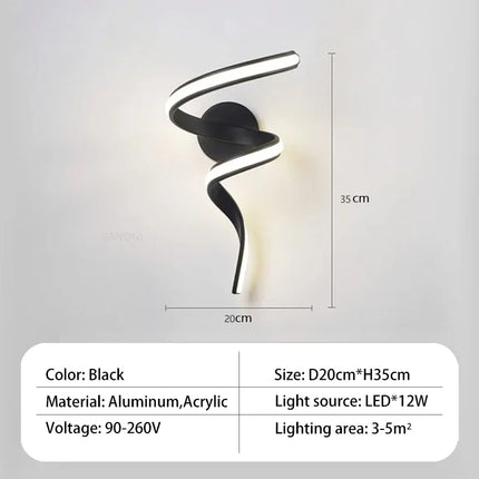 Applique murale LED décorative à spirale incurvée — LZ4X9T1