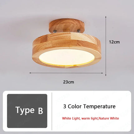 Plafonnier LED nordique en bois avec 3 températures de lumière — LZ4Q9T1