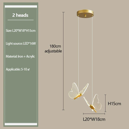 Lustre suspension LED design papillon transparent nordique — LZ4X9M