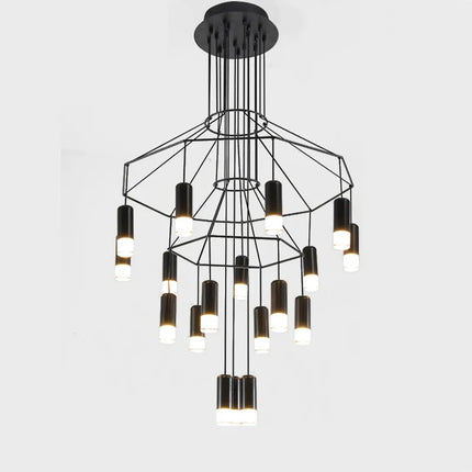 Lustre de Salon moderne cuisine Salon salle à manger hall d'entrée escalier lampe suspendue à flux métallique Loft déco nordique suspension Lustre