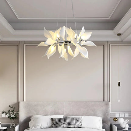 Lustre carré en céramique suspendu avec pétales de fleurs — LZ4X9T