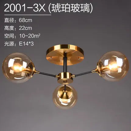 Lustre boule en verre transparent et gris fumé design LED — LZ4X9T1