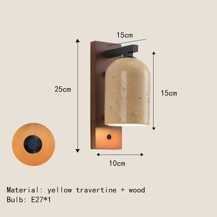 Applique murale LED en pierre naturelle avec interrupteur pour hôtel — LZ4X9T2