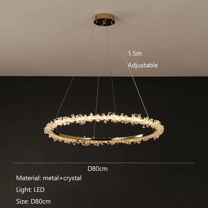 Lustre moderne en cristal avec éclairage LED annulaire variable — LZ4X9P2