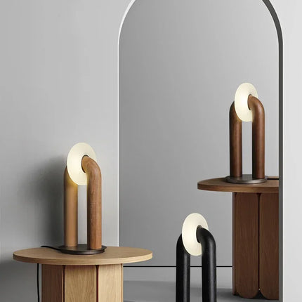 Lampe de chevet japonaise rétro en bois avec design tactile variable — LZ4X9P