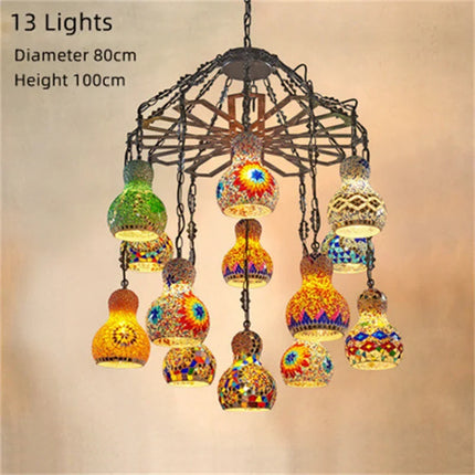 Lustre suspension en mosaïque turque colorée style art déco romantique — LZ4X9P2