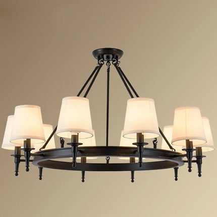 Suspension rétro en fer avec abat-jour en tissu — LZ4X9B