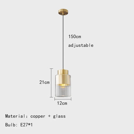 Lustre suspension moderne en verre transparent à fil réglable — LZ4X9P2
