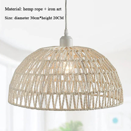 Lustre suspension en corde de chanvre style japonais — LZ4X9P