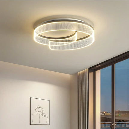 Plafonnier LED moderne avec abat-jour rond en acrylique transparent — LZ4QJ7M