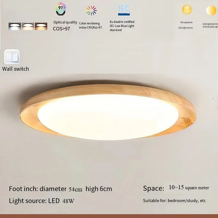 Plafonnier en bois massif au design wabi-sabi pour intérieur lumineux — LZ4X9T2