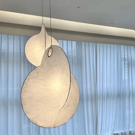 Lustre suspension LED en soie style nordique Wabi Sabi — LZ4X9P2