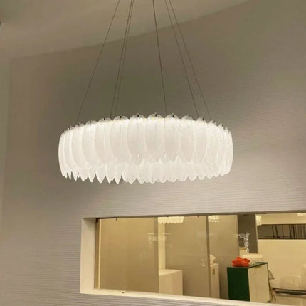 Lustre nordique en verre cristal et plumes décoratif d’intérieur — LZ4X9P2Q