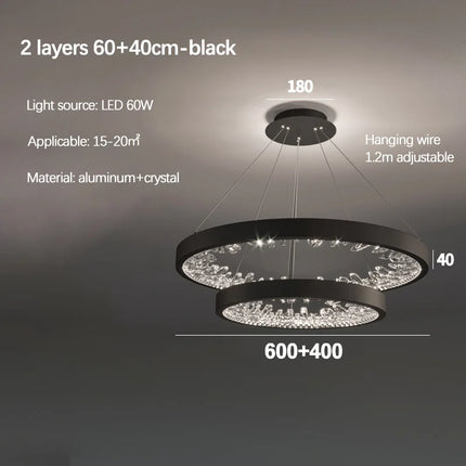 lustre en cristal design luxe avec éclairage led