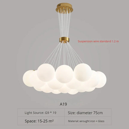 Lustre suspension nordique design planète lune avec bulles décoratives — LZ4XJ9