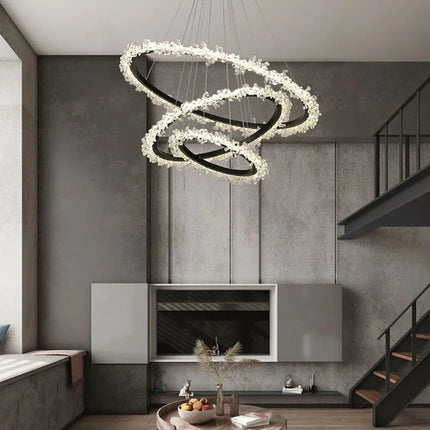 Lustre en cristal de luxe avec anneau doré lumineux et élégant — LZ4X9P