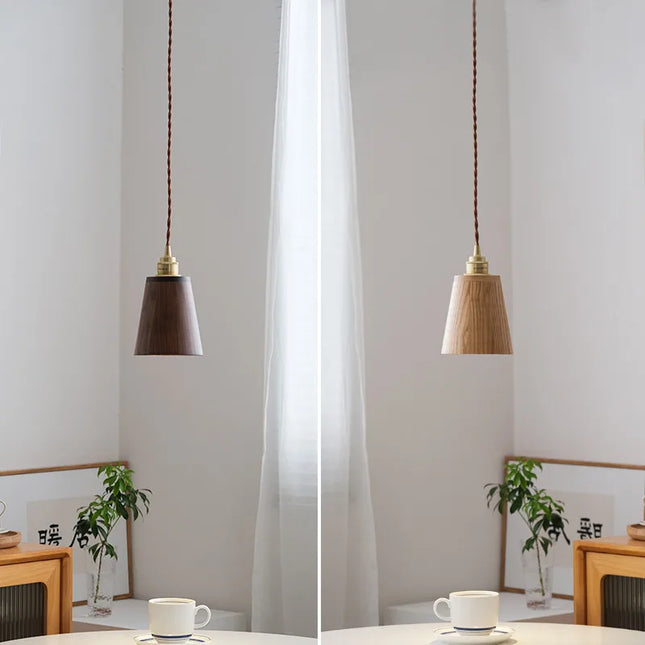 Suspension LED moderne avec abat-jour en bois pour décoration intérieure — LZ4X9P