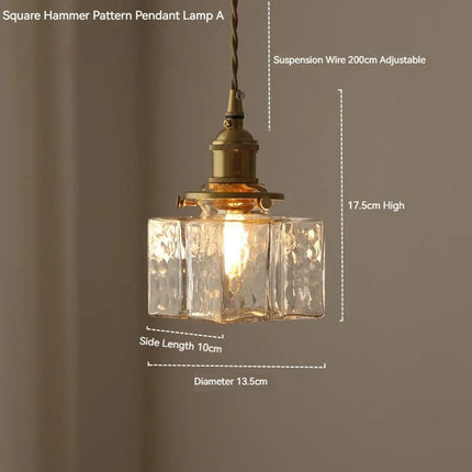 Suspension LED vintage en verre et laiton style japonais — LZ4P9XQ