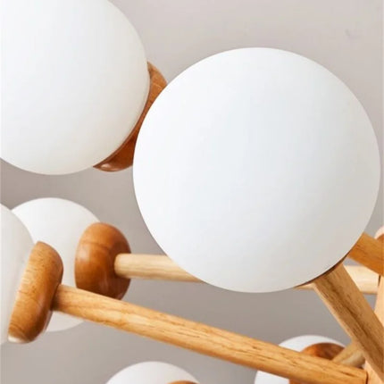 Lustre japonais en bois avec abat-jour en verre pour décoration intérieure — LZ4X9M
