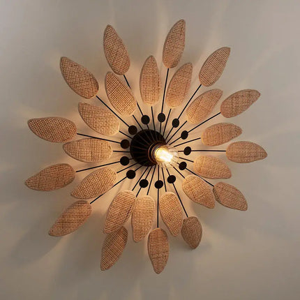 Applique murale en rotin style wabi sabi pour intérieur et salon de thé — LZ4XJ9