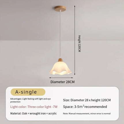 Plafonnier LED décoratif style nordique rétro japonais en forme de fleur — LZ4QJ7M