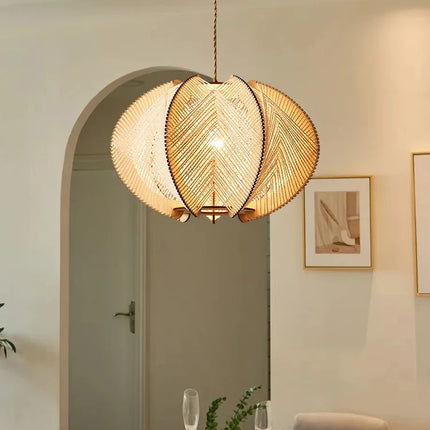 Lustre suspension en bois et corde de chanvre pour intérieur — LZ4XJ9