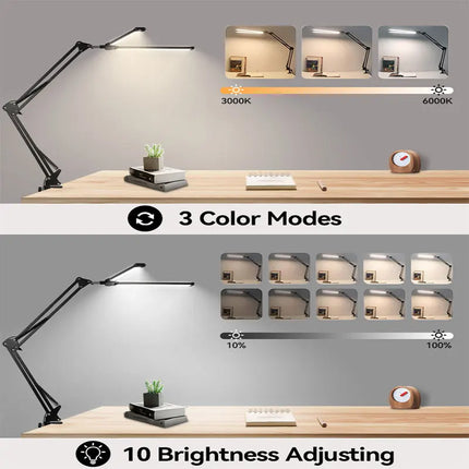 Lampe de bureau LED double tête réglable avec port USB — LZ4X9P2