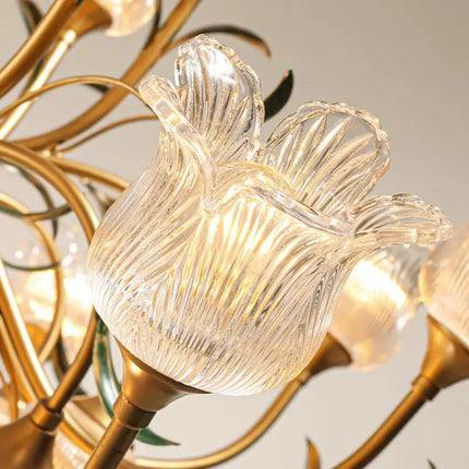 Lustre en verre à motifs floraux style méditerranéen — LZ4G7XQ