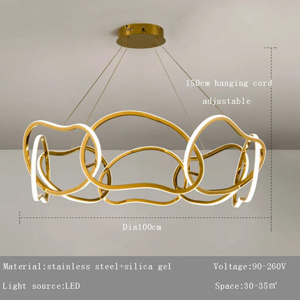 Plafonnier LED suspendu en silicone doré au design moderne et créatif — LZ4X9P2