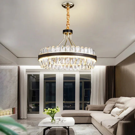 Lustre rond moderne à LED avec cristaux — LZ4X9T2