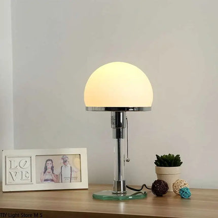 Lampe de table LED Bauhaus en verre et acier inoxydable Wilhelm Wagenfeld — LZ4X9T2