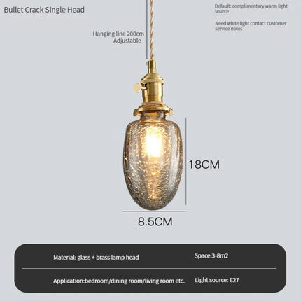 Lustre vintage Edison avec abat-jour en verre cristal pour bar loft — LZ4X9T2