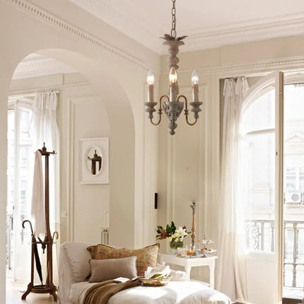 Lustre en bois massif style rural nordique américain rétro — LZ4D9XQ