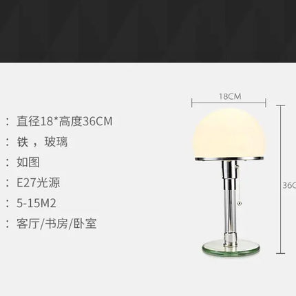 Lampe de table LED Bauhaus en verre et acier inoxydable Wilhelm Wagenfeld — LZ4X9T2