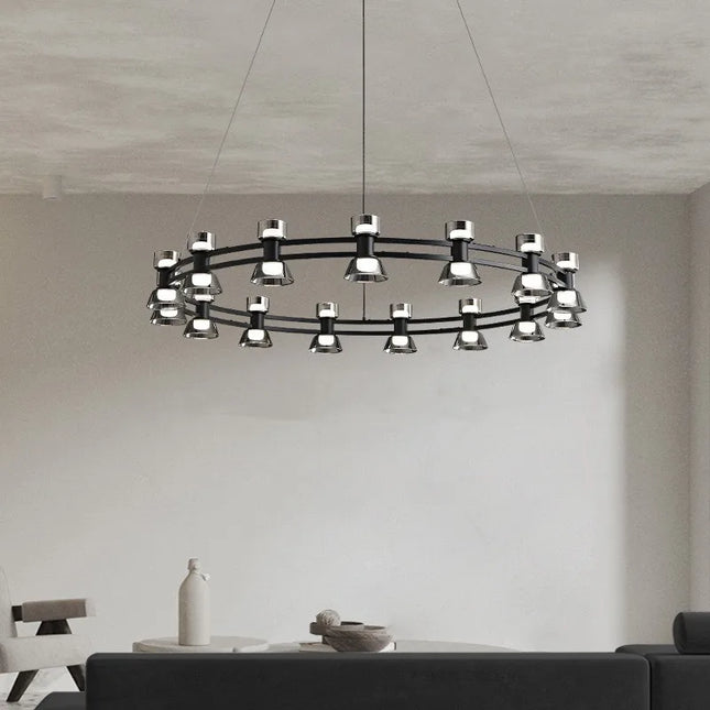 Plafonnier rond en verre et cuivre
