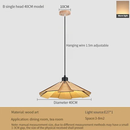 Plafonnier rétractable en bois pour décoration lumineuse intérieure — LZ4X9T2