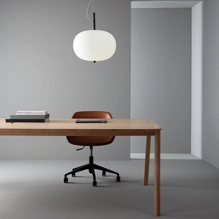 Suspension salon design nordique avec grande boule en verre et bois — LZ4X9T2