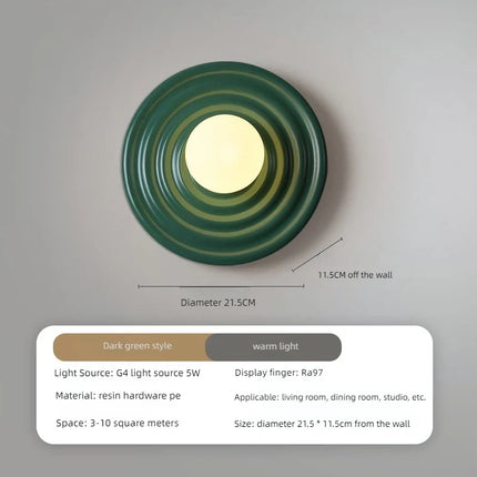 Applique murale LED ronde en résine style rétro japonais — LZ4X9P2