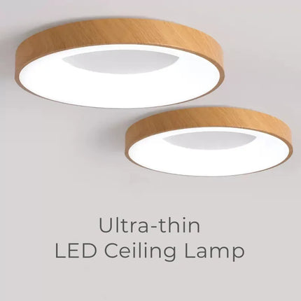 Plafonnier LED rond ultra-fin effet grain de bois — LZ4X9P2Q