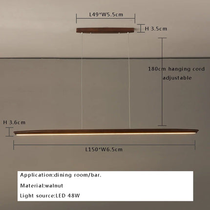 Suspension LED moderne en bois massif allongé — LZ4X9P2