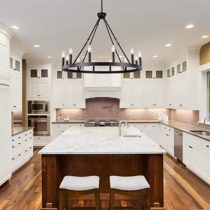 Lustre suspension industriel rond en fer avec LED intégrée — LZ4D9X