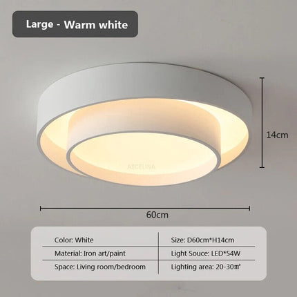Plafonnier LED blanc minimaliste double cercle moderne — LZ4X9P2