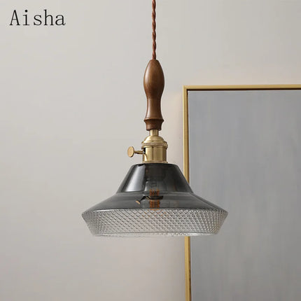 Suspension élégante en noyer et verre cuivre pour intérieur — LZ4X9P