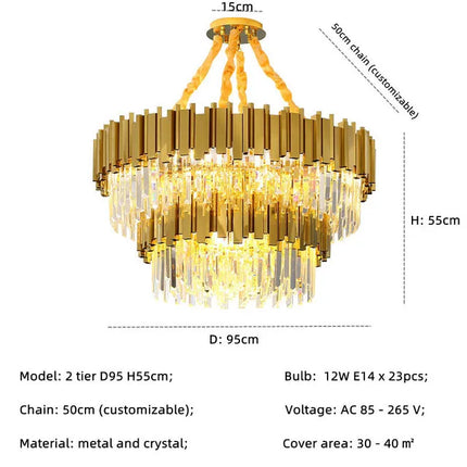 Lustre moderne double couche en cristal K9 — LZ4P7X9