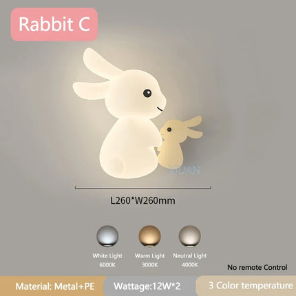 Applique murale enfant avec motif lapin, carotte et nuage lumineux — LZ4T9Q2N