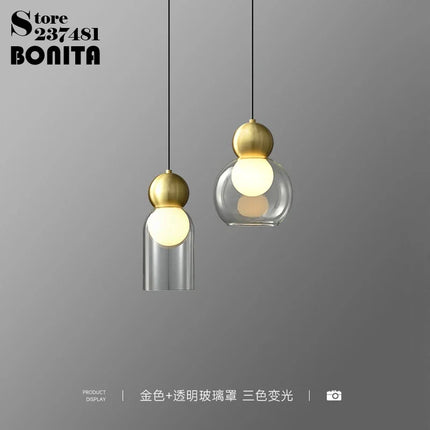 Suspension en verre transparent avec tête décorative en cuivre — LZ4X9P