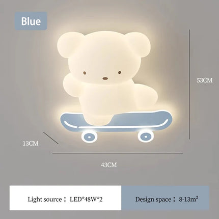 Plafonnier lumineux ours en skateboard pour chambre d’enfant moderne — LZ4X9T