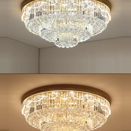 Plafonnier LED variable en cristal et acier inoxydable pour intérieur moderne — LZ7D4Q