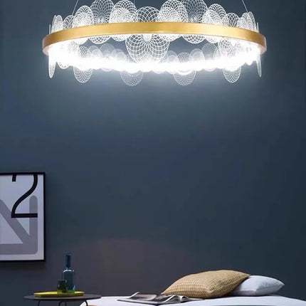 suspension nordique à anneau doré pour décoration intérieure ajustable
